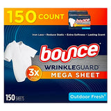 Bounce Wrinkle Guard Mega Dryer Sheets, Outdoor Fresh Scent - 150 Count