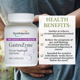 GastroZyme, Capsules #1 Practitioner Recommended - Uniquely Formulated with Enzymes and papaya leaf, rhodiola rosea Herbs- Soothes and relieves gastrointestinal discomfort Transformation Enzymes (100)