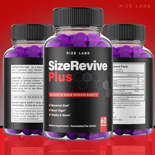 (Official 2 Pack) Size Revive Plus Gummies, Size Revive Plus for Men, Size Revive Plus Performance Supplement Reviews, SizeReviveMale Support, SizeRevive Plus Gomitas (120 Gummies)