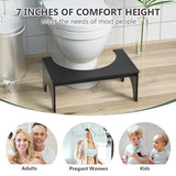 PheeHong Toilet Stool Poop Squat Stool for Adults and Kids Bamboo 7" Foot Potty Step Stool for Bathroom Squatting Position can Relieve Intestinal Pressure and Help Defecation (Black)