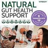 VITAGUT Liquid Probiotic, Prebiotics & Postbiotics 3-in-1 Organic, Live Probiotics for Women & Men - Probiotics for Digestive Health, 50 Billion CFU, 19 Fermented Herbs, Vegan Probiotic for Gut Health