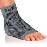 TechWare Pro Ankle Brace Compression Sleeve - Relieves Achilles Tendonitis, Joint Pain. Plantar Fasciitis Foot Sock with Arch Support Reduces Swelling & Heel Spur Pain. (Gray, L/XL)