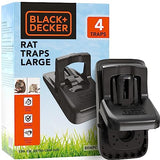 BLACK+DECKER Rat Trap Outdoor & Rat Traps Indoor – Mouse Traps Indoor for Home Instantly Kill Squirrel & Chipmunk Trap- Rodent Snap Trap, Touch Free & Reusable Pest Control, 4 Pack