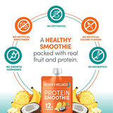 Designer Wellness Protein Smoothie, Real Fruit, 12g Protein, Low Carb, Zero Added Sugar, Gluten-Free, Non-GMO, No Artificial Colors or Flavors, Tropical, 12 Count