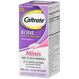 Caltrate Minis 600 Plus D3 Plus Minerals Calcium and Vitamin D Supplement Tablets, Bone Health and Mineral Supplement for Adults - 150 Count