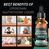 2000MG Liposomal Glutathione Liquid Drops, Enhanced Absorption, Glutathione Supplement, with Vitamin C, Hyaluronic Acid, L-Glutathione, Non-GMO Antioxidant for Liver Detox, Immune System, 2.02 OZ