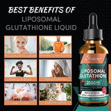 2000MG Liposomal Glutathione Liquid Drops, Enhanced Absorption, Glutathione Supplement, with Vitamin C, Hyaluronic Acid, L-Glutathione, Non-GMO Antioxidant for Liver Detox, Immune System, 12.12 OZ