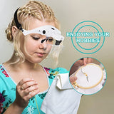 Head Magnifying Glasses with Light for Close Work, Rechargeable Headband Magnifier Glasses, Interchangeable Lenses 1.0X 1.5X 2.0X 2.5X 3.5X for Arts and Crafts, Hobby