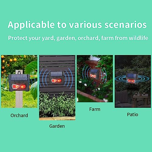 Solar Powered Nocturnal Animal Repeller, Predator Control with Bright Strobe LED Lights Repellent Device, Outdoor Deterrent Coyote Raccoon Deer Fox Skunk Squirrel for Garden