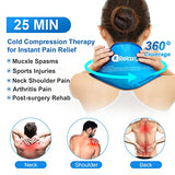 Neck Ice Pack Wrap, RelaxCoo Reusable Gel Ice Pack for Neck Shoulders, Cold Compress Therapy for Pain Relief, Injuries, Swelling, Bruises, Sprains, Inflammation and Cervical Surgery Recovery