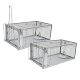 2-Pack H&B Rat Trap,Mouse Traps,Humane Live Animal Trap Cage,12.7X6.6 X5.2inch,Work for Indoor and Outdoor,Catch and Release Stray Cats,Squirrels and Rodents,Small(Silver)