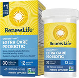 Renew Life Extra Care Probiotic Capsules, Daily Supplement Supports Immune, Digestive and Respiratory Health, L. Rhamnosus GG, Dairy, Soy and gluten-free, 30 Billion CFU, 60 Count