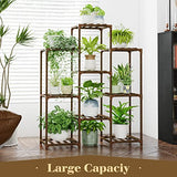 Bamworld Stand Indoor Plant Rack Wood Outdoor Tiered Shelf for Multiple Plants, Ladder Holder