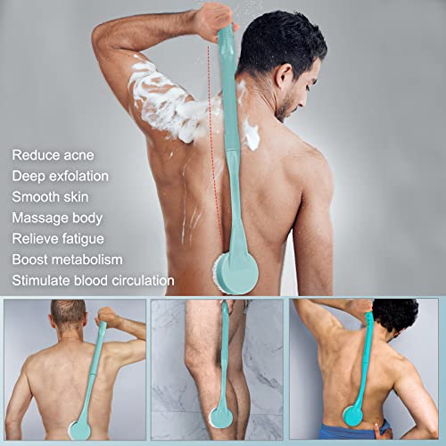 Back Brush Long Handle for Shower, 20.5” Back Bath Brush for Shower, Back Scrubber, Exfoliation and Improved Skin Health for Elderly with Limited Arm Movement, Disabled, Pregnant Women