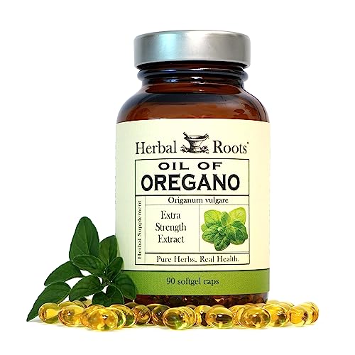 Herbal Roots Oil of Oregano - Made from Mediterranean Oregano Oil - 90 Easy to Swallow Softgel Capsules - Extra Strength 150mg