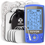 AUVON Dual Channel TENS Unit Muscle Stimulator with 20 Modes, Rechargeable TENS Machine for Back/Neck/Lower Back/Leg/Muscle Pain Relief, with 4pcs 2" and 4pcs 2"x4" Electrode Pads (Blue)