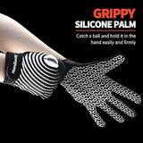 HANDLANDY Sticky Youth Football Gloves for Boys Girls, Cool Flexible Kids Football Gloves, Silicone Grip Wide Receiver Gloves Youth (Black and White, Small)