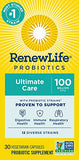 Renew Life Ultimate Care Probiotic Capsules, Daily Supplement Supports Respiratory, Digestive and Immune Health, L. Rhamnosus GG, Dairy, Soy and gluten-free, 100 Billion CFU, 30 Count