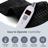 Electric Heating Pad for Back Pain Relife, Cramps, Neck and Shoulder, Moist/Dry Heat Therapy with Auto Shut Off Heating Pads, Holiday Christmas Gifts for Women Men Mom Dad (12"x24"), Black