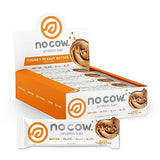 No Cow High Protein Bars, Chunky Peanut Butter, 21g Plant Based Vegan Protein, Keto Friendly, Low Sugar, Low Carb, Low Calorie, Gluten Free, Naturally Sweetened, Dairy Free, Non GMO, Kosher, 12 Pack