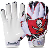 Franklin Sports Tampa Bay Buccaneers Youth NFL Football Receiver Gloves - Receiver Gloves For Kids - NFL Team Logos and Silicone Palm - Youth M/L Pair