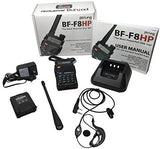 BAOFENG BF-F8HP (UV-5R 3rd Gen) 8-Watt Dual Band Two-Way Radio (136-174MHz VHF & 400-520MHz UHF) Includes Full Kit with Large Battery