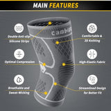 CAMBIVO 2 Pack Knee Brace, Knee Compression Sleeve Support for Men and Women, Knee Pads for Running, Hiking, Meniscus Tear, Arthritis,Joint Pain Relief (Cool Gray,Small)