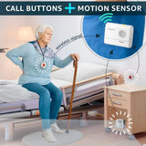 SYNLETT Caregiver Pager Wireless Call Buttons Motion Sensor Alarm Indoor for Elderly Monitoring Fall Prevention Bed Alarm Alert System Portable Nurse Call for Seniors Dementia Patients Emergency