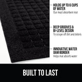 Gorilla Grip Ultra Absorbent Moisture Guard Doormat, Absorbs Up to 6 Cups of Water, Stain and Fade Resistant, Spiked Rubber Backing, All Weather Mats Capture Dirt, Indoor Outdoor, 47x35, Black