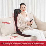 COMFIER Massage Seat Cushion with Heat,10 Vibration Motors Seat Warmer, Back Massager for Chair, Massage Chair Pad for Back,Valentines Day Gifts for Women,Men,Black