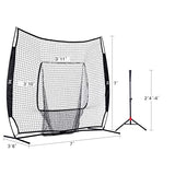 ZELUS 7x7ft Baseball Softball Practice Net | Portable Baseball Net with Tee, 2.8" 16oz Weighted Baseball and Carry Bag for Batting Hitting and Pitching