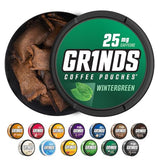 Grinds Coffee Pouches | 10 Cans of Wintergreen | 18 Pouches Per Can | 1 Pouch eq. 1/4 Cup of Coffee (Wintergreen)