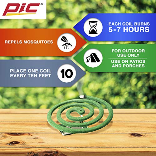 PIC Mosquito Repelling Coils, 4 Count Box, 3 Pack - Mosquito Repellent for Outdoor Spaces (12 Coils Total)