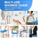 UGarden Heavy Duty Stainless Steel Shower Chair Seat, 400lbs Adjustable Height Shower Stool for Inside Shower, Blue Bath Seat Chair, Handicap Bathroom Stool, Shower Stools for Seniors, Adults,Disabled