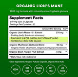 Organic Lions Mane Mushroom Supplement (2 Month Supply - 120 Count) Mental Clarity, Memory & Focus Supplement | Vegan Cordyceps & Reishi Mushroom Capsules | Supports Immune System & Brain Health