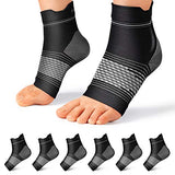 Plantar Fasciitis Sock (6 Pairs) for Men and Women, Compression Foot Sleeves with Arch and Ankle Support, Black, XX-Large