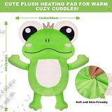 Microwave Heating Pad for Period & Cramps Pain Relief, Cute 16 × 12.6'' Microwavable Menstrual Cramp Relief Heating Pad Stuffed Animal, Moist Microwave Heat Pad with Washable Cover - Frog