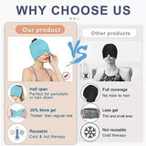 EXQUISLIFE Migraine Headache Relief Cap, Gel Ice Head Wrap, Hot and Cold Therapy, Headache Eyes Mask for Sinus, Puffy Eyes, Tension and Stress Relief (Blue)