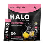 HALO Hydration Electrolyte Powder Packets – Pink Lemonade - 24 Servings (5g Each) - Organic Hydration Drink with Low Sugar + Essential Vitamins + Minerals - Vegan