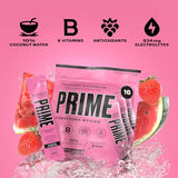 PRIME HYDRATION+ Sticks Strawberry Watermelon | Hydration Powder Single Serve Sticks | Electrolyte Powder On The Go | Low Sugar | Caffeine-Free | Vegan | 16 Sticks