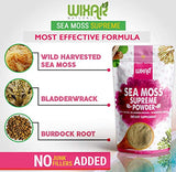Wixar Wildcrafted Sea Moss Powder – (8 Ounces) – Natural Irish Sea Moss and Bladderwrack with Burdock Powder - Thyroid Support, Healthy Skin, Keto Detox, Joint Support Alkaline Supplements