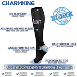 CHARMKING Compression Socks for Women & Men (8 Pairs) 15-20 mmHg Graduated Copper Support Socks are Best for Pregnant, Nurses - Boost Performance, Circulation, Knee High & Wide Calf (L/XL, Multi 25)