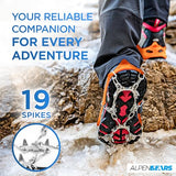 Premium crampons for Mountain Boots with 19 Stainless Steel Spikes - Professional Anti-Slip Boot Spikes for Snow & ice - Winter Spikes for Hiking Boot Shoes Ice (Light Orange with Plastic Bag, M)