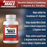 Ageless Male Performance Nitric Oxide Booster for Men - Promote Blood Circulation, Arousal, Energy Production, Drive, Stamina, Health Supplement (60 Tablets, 1 Bottle)