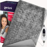 GENIANI XXL 18"x26" Heating Pad for Back Pain & Cramps Relief, Auto Shut Off, Machine Washable, Heat Pad, Holiday Gifts for Women, Men, Patch (Soft Gray)