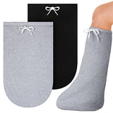 2 Pcs Leg Cast Cover Below the Knee Cast Sock Sleeve Adjustable Drawstring Cast Protector for Men Women Foot Leg Ankle Proof(Black, Gray, 21.26 x 11.02 In)