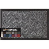 Gorilla Grip 100% Waterproof All-Season WeatherMax Doormat, Durable Natural Rubber, Stain and Fade Resistant, Low Profile, Indoor Outdoor Doormats, Easy Clean Patio Entrance Mat, 17x29, Steel Chevron