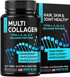 Multi Collagen Pills - Collagen Supplements for Women & Men - Bovine Collagen For Joints, Bone Supplements, Hydrolyzed Collagen - Made In USA, Non-GMO, Gluten Free, 90 Multi Collagen Peptides Capsules