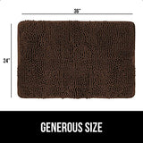 Gorilla Grip Soak Stopper Absorbent Indoor Chenille Doormat, 36x24, Muddy Dog Washable Mat, Quick Dry Soft Microfiber, Durable Rubber Backing, Absorbs Water and Moisture, Door Mat for Entry, Brown