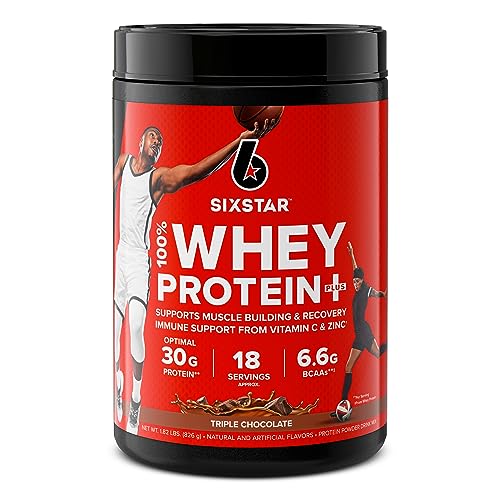 Six Star Whey Protein Powder Whey Protein Plus, Whey Protein Isolate & Peptides, Lean Protein Powder for Muscle Gain, Muscle Builder for Men & Women,Triple Chocolate, 1.8 lbs (Package Varies)